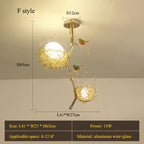 Modern Gold Glass Ball Pendant Light Chandelier for Living Room Bedroom Kitchen