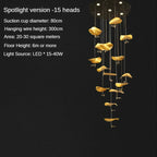 Modern Copper Lotus LED Chandelier for Duplex Living Room - Luxury Indoor Lighting Fixtures