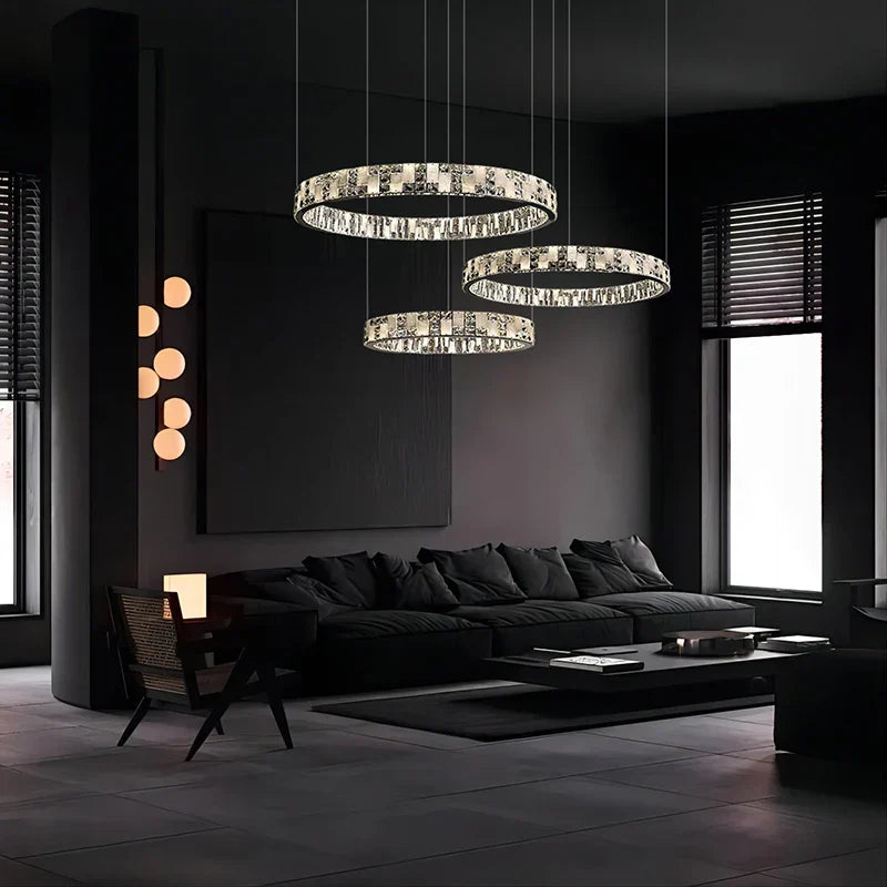 Crystal Lustre Circle Chandelier LED Lights - Modern Luxury Minimalism décor