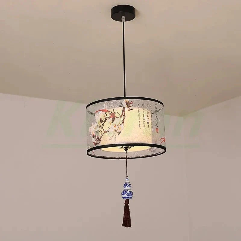 Modern Minimalist Fabric LED Chandelier Room Decoration Chinese Style Pendant Lamp