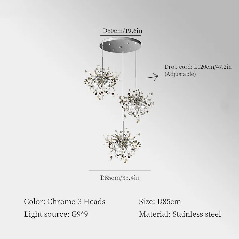 Stainless Steel Hanging Lamps for Ceiling Bar Pendant Lights Restaurant Luxury Chandelier