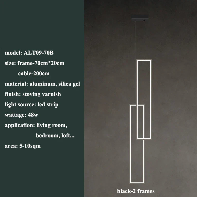 Modern Rectangle LED Pendant Chandelier Luminaire for Home Decor and Lighting