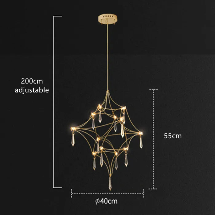 Firefly Crystal Chandelier Modern Suspension Design for Living/Dining/Bedroom