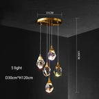Diamond Crystal Chandelier: Luxury Gold LED Lighting for Staircase & Living Room