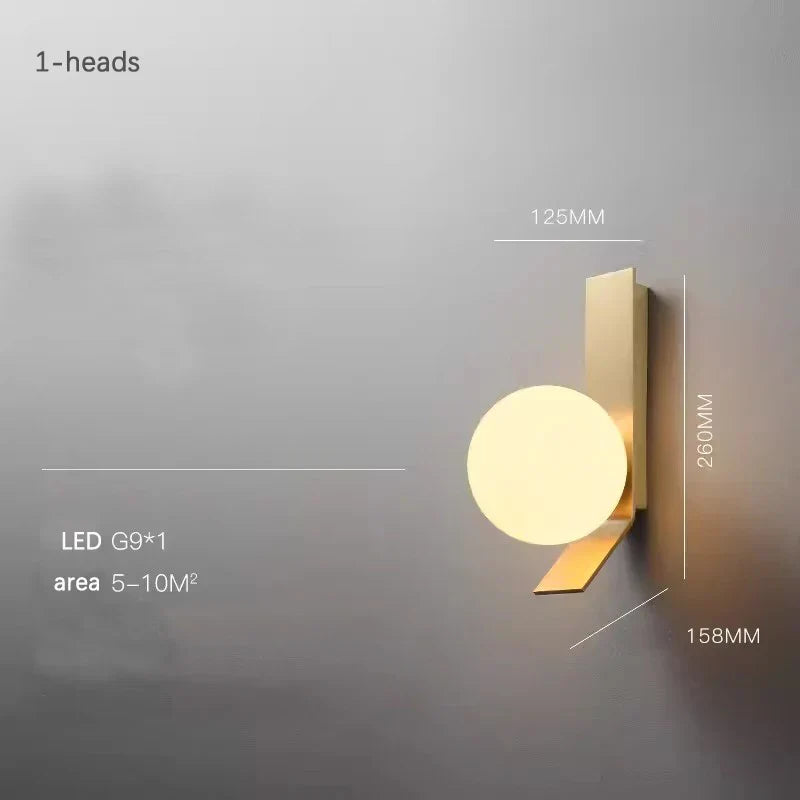 Glass Ball Nordic Wall Lamp for Living Room Bedside Study Balcony