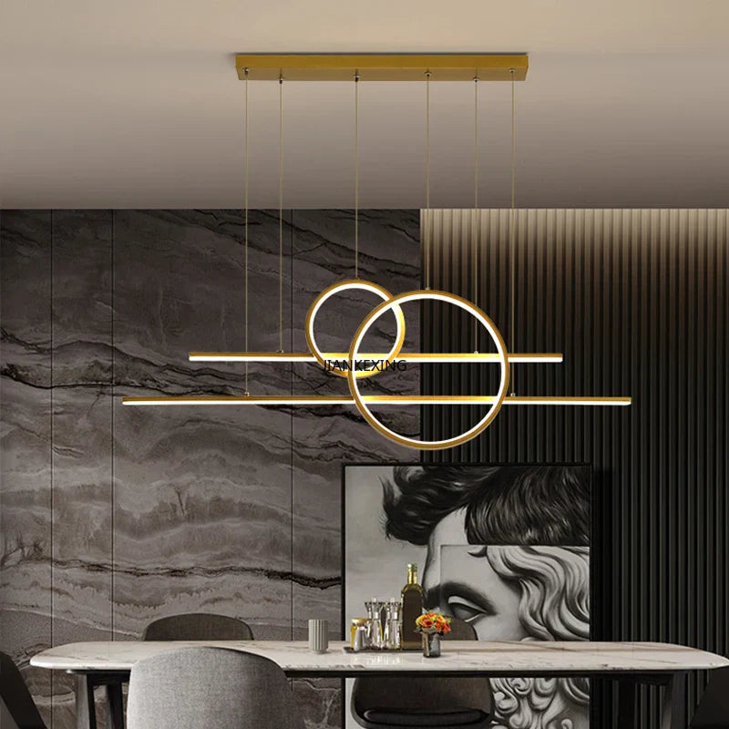 Gold Black Dimmable LED Chandelier for Dining Room Kitchen Bar Lighting