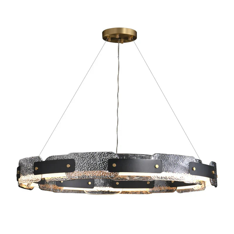 Runner Crystal Glass Chandelier, Modern LED Art in Black & Gold