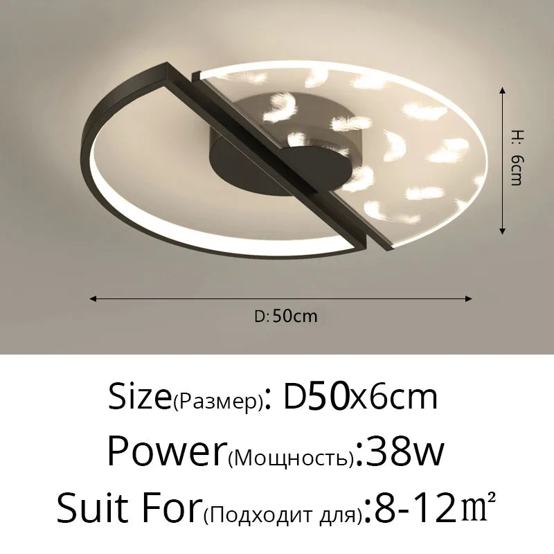 Luxury LED Feather Ceiling Light: Modern Dimmable Fixture for Bedroom & Living Room