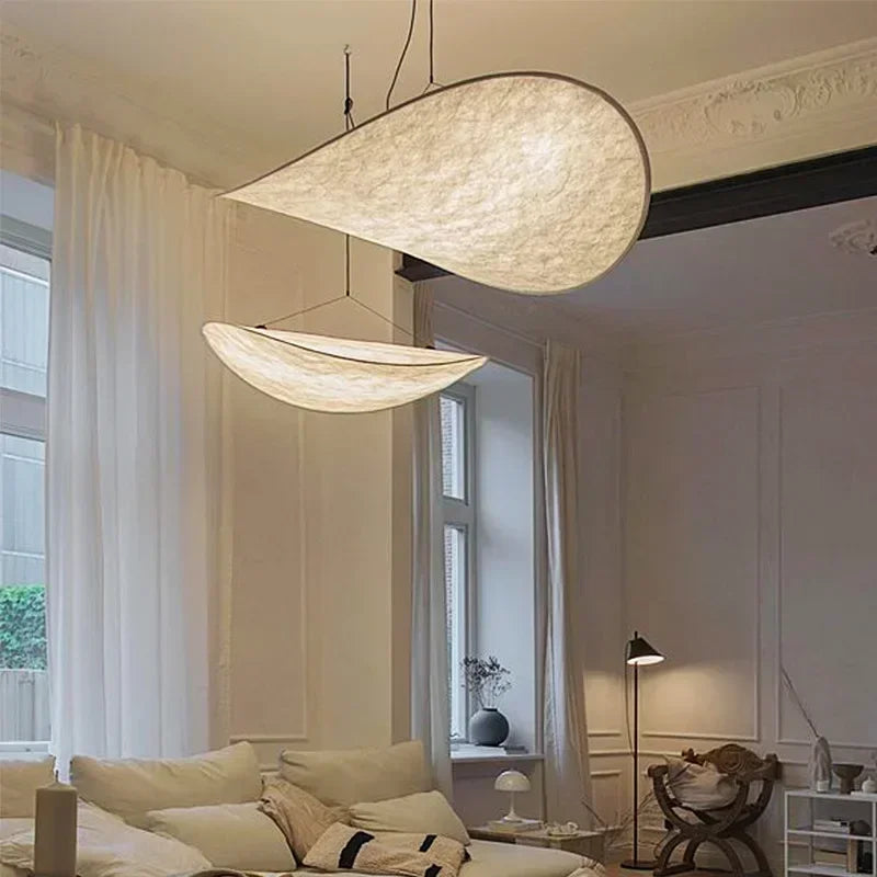Silk LED Ceiling Chandelier - Handmade Pendant Hanging Lamp for Living Room