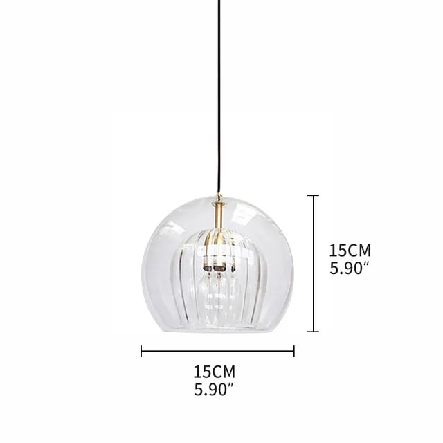 Gold Glass Ball Pendant Light for Dining Room & Bedroom Decor