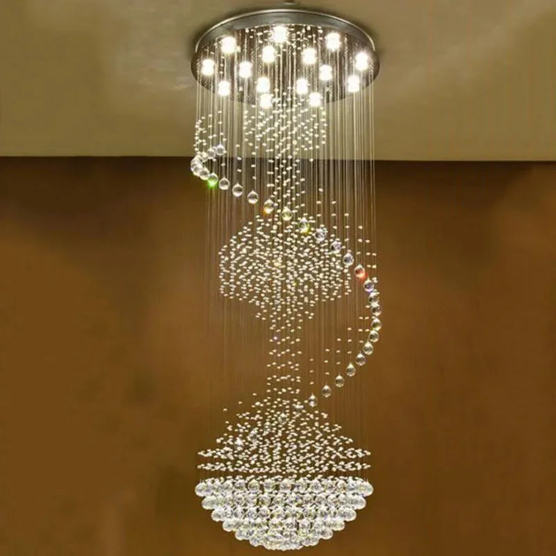 Spiral Crystal Chandelier by - Rain Drop Luxury Flush Mount Ceiling Light