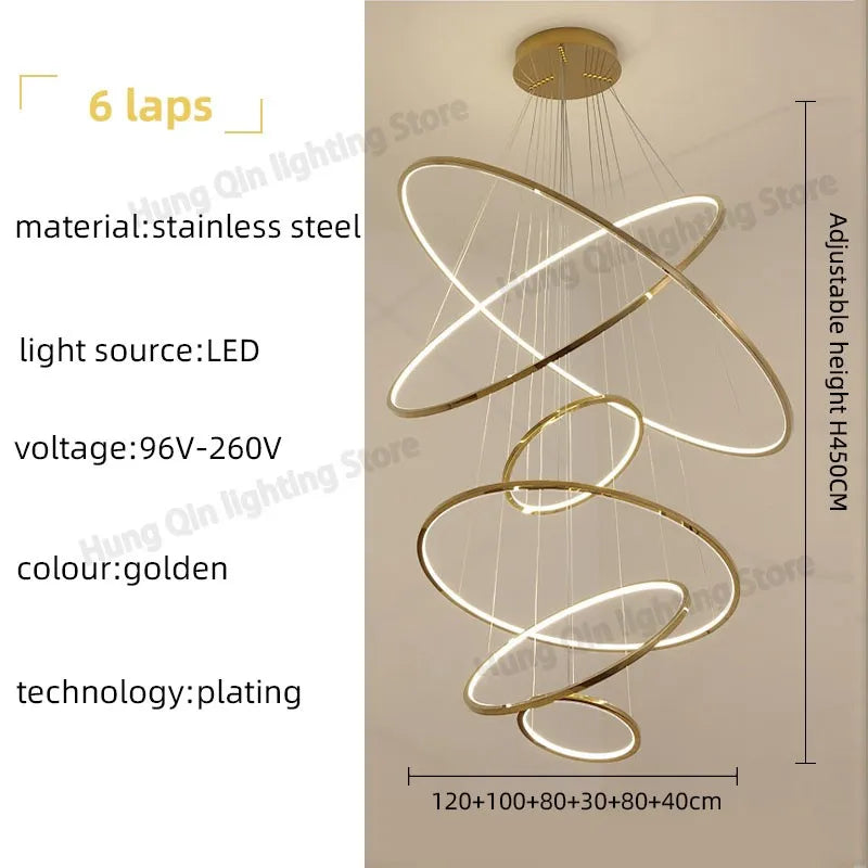 Stainless Steel Ring Pendant Light Modern Minimalist Chandelier