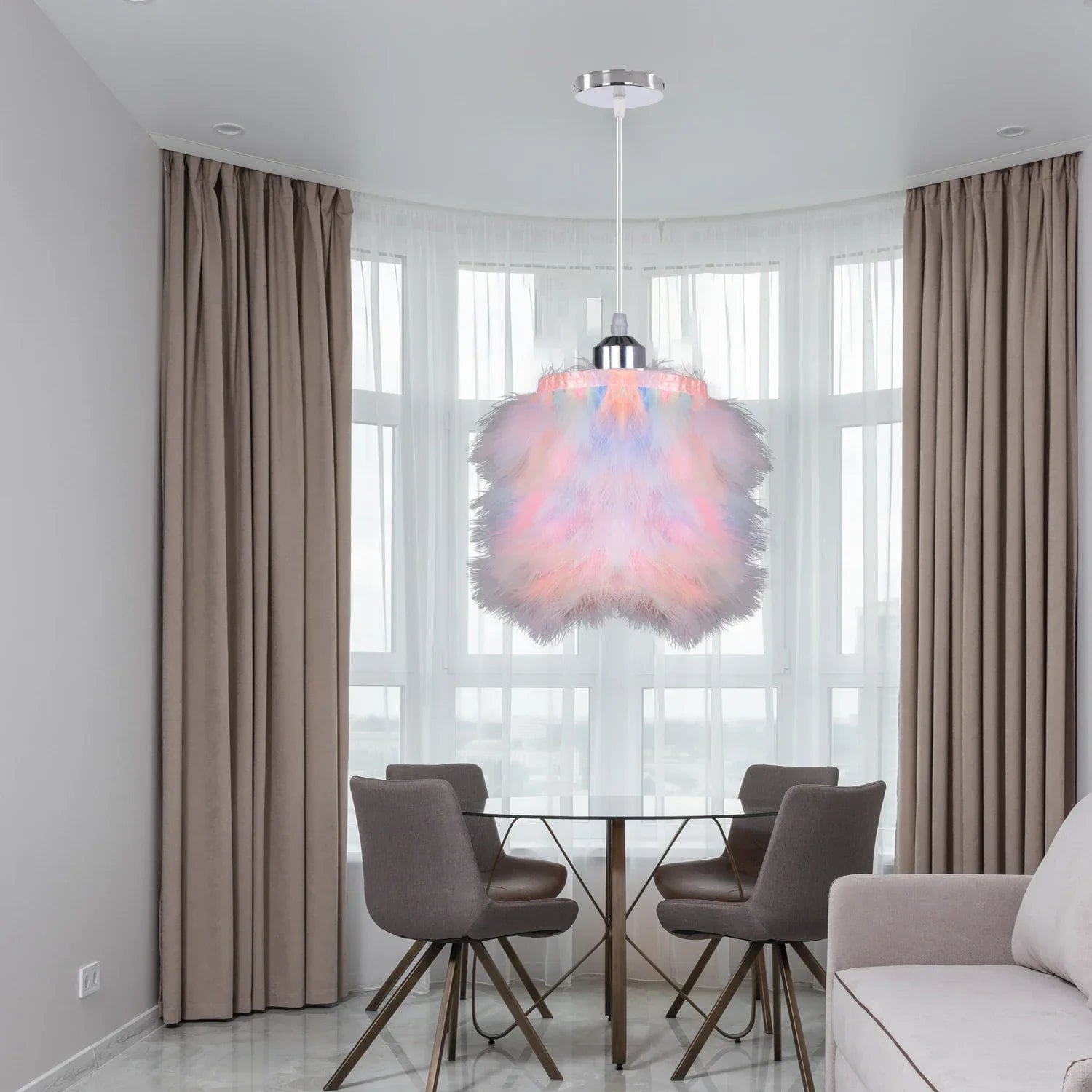 Fluffy Feather Pendant Light by - Nordic Chandelier for Living Room & Bedroom