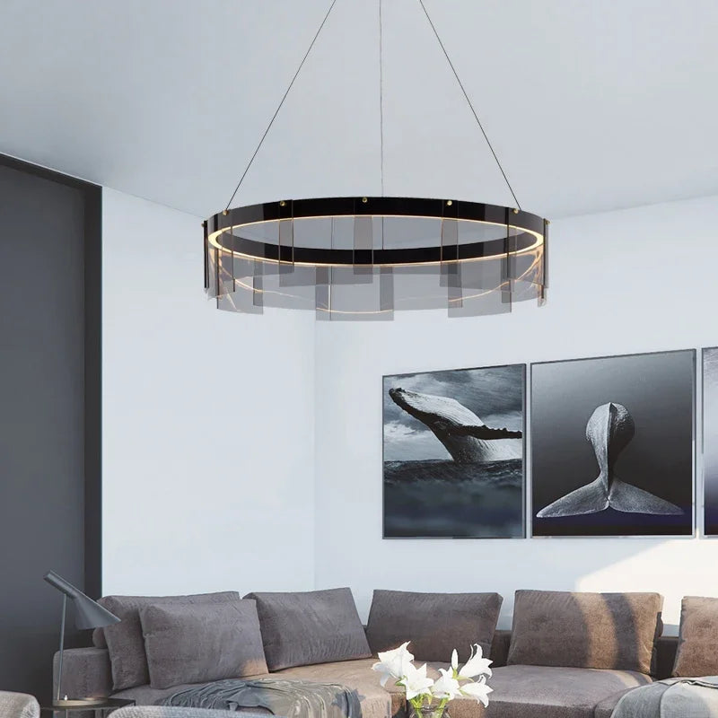 Smoky Glass LED Pendant Chandelier for Dining Living Bedroom Lighting