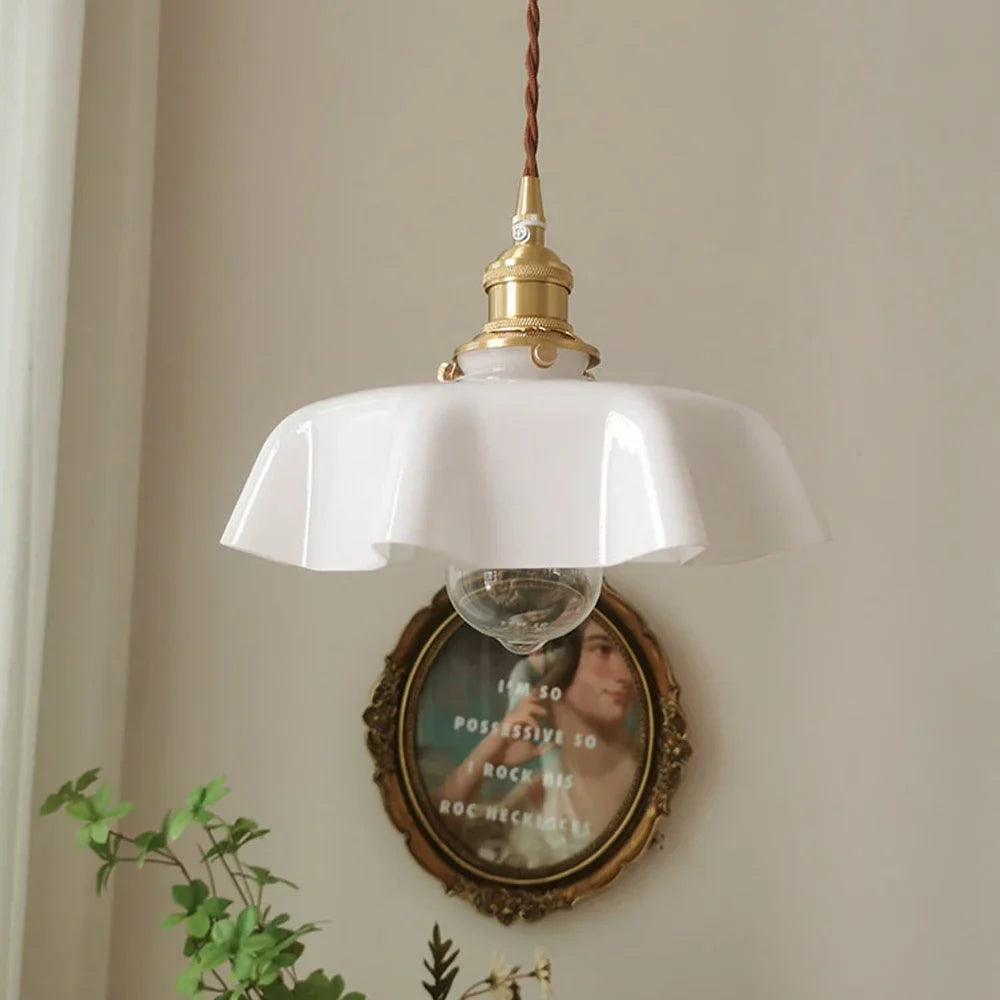 Retro Nordic Glass Pendant Light, Colorful Living Room Hanging Lamp