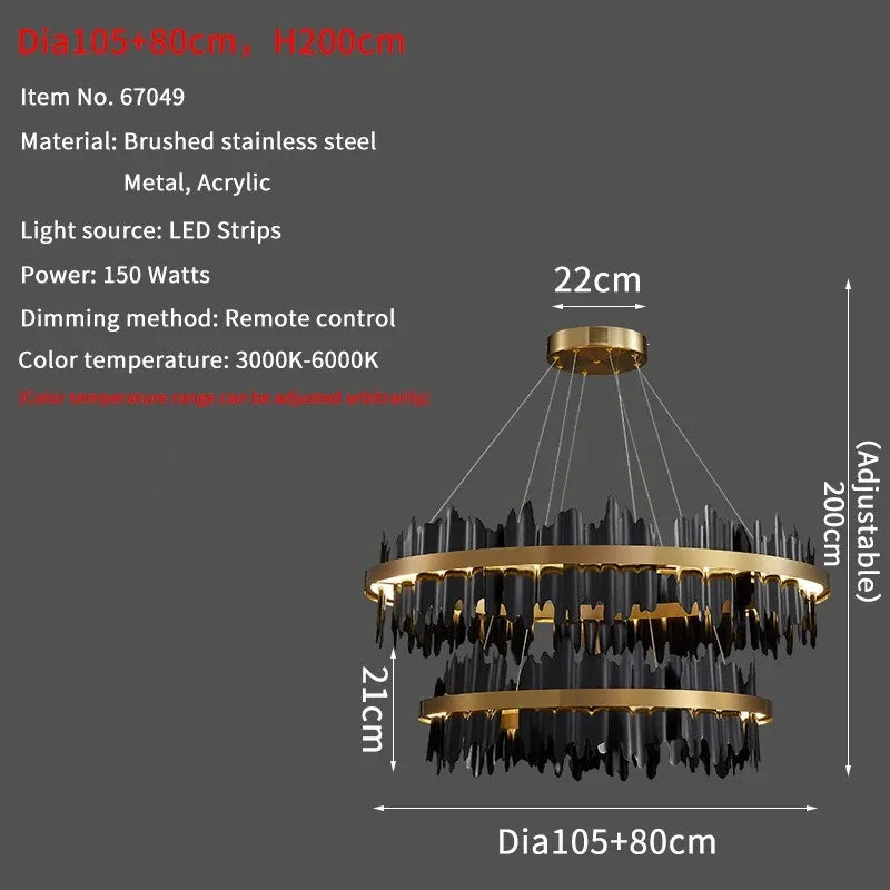 Luxury Modern Chandelier Circle Pendant Light for Living Room by Afralia™