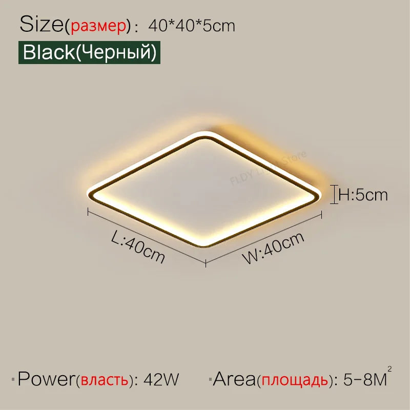 Modern LED Ceiling Lights Rectangular Smart Main Lamp Nordic Style