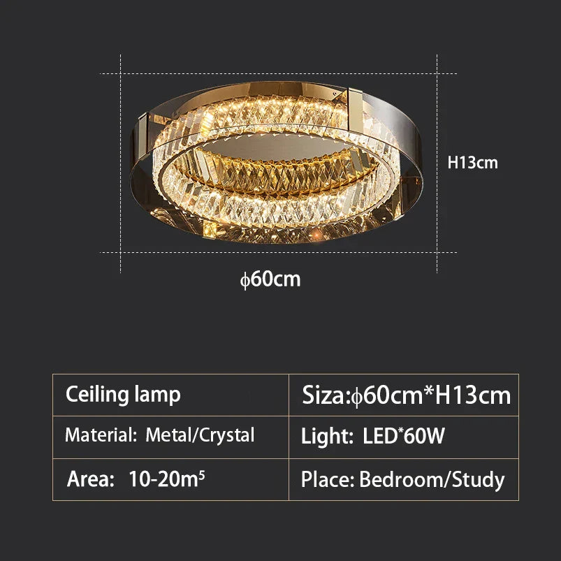 Nordic LED Crystal Glass Ceiling Light - Modern Living Room Dining Room Bedroom