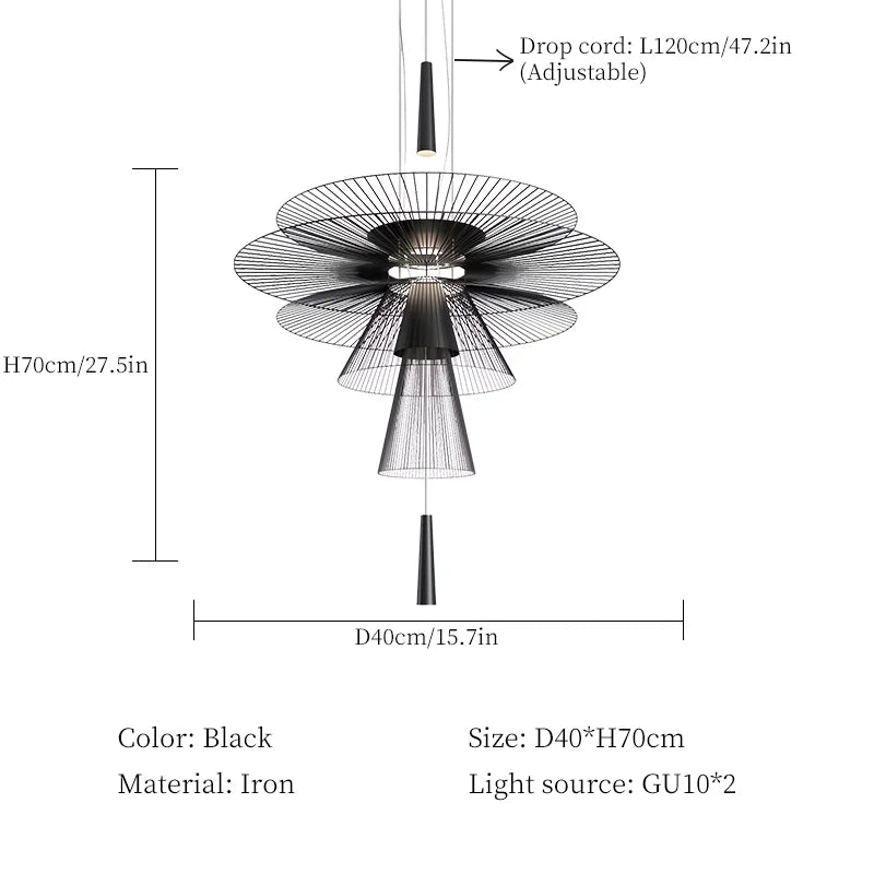 Modern UFO Hanging Lamps Metal LED Chandelier for Ceiling, Luxury Pendant Lights Home Decor