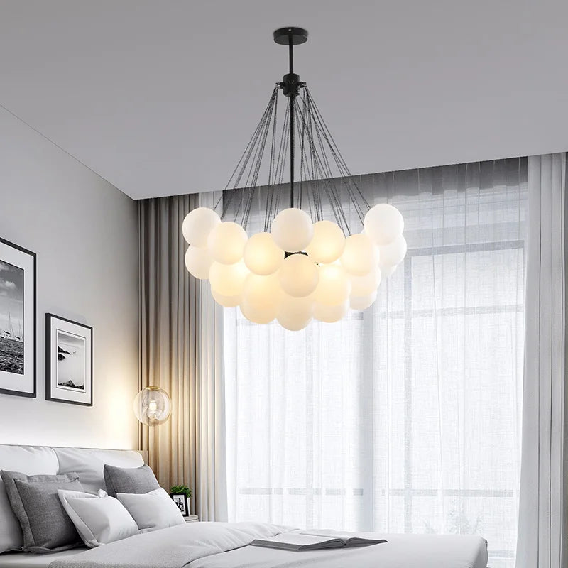 White Bubble Glass Ball Hanging Ceiling Lamp for Modern Home Decor