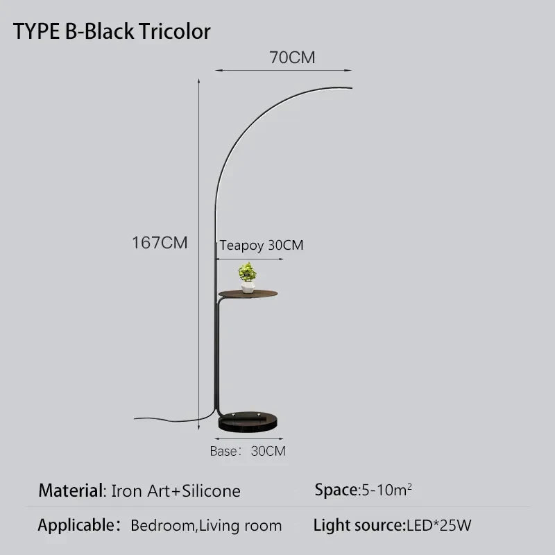 LED Art Floor Lamp Modern Design Black White Gold Living Room Decoration