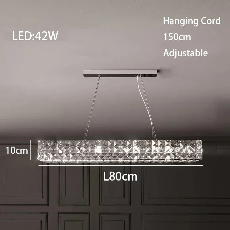 Crystal LED Chandelier: Modern Luxury Chrome Steel & Clear K9 Crystal Lighting