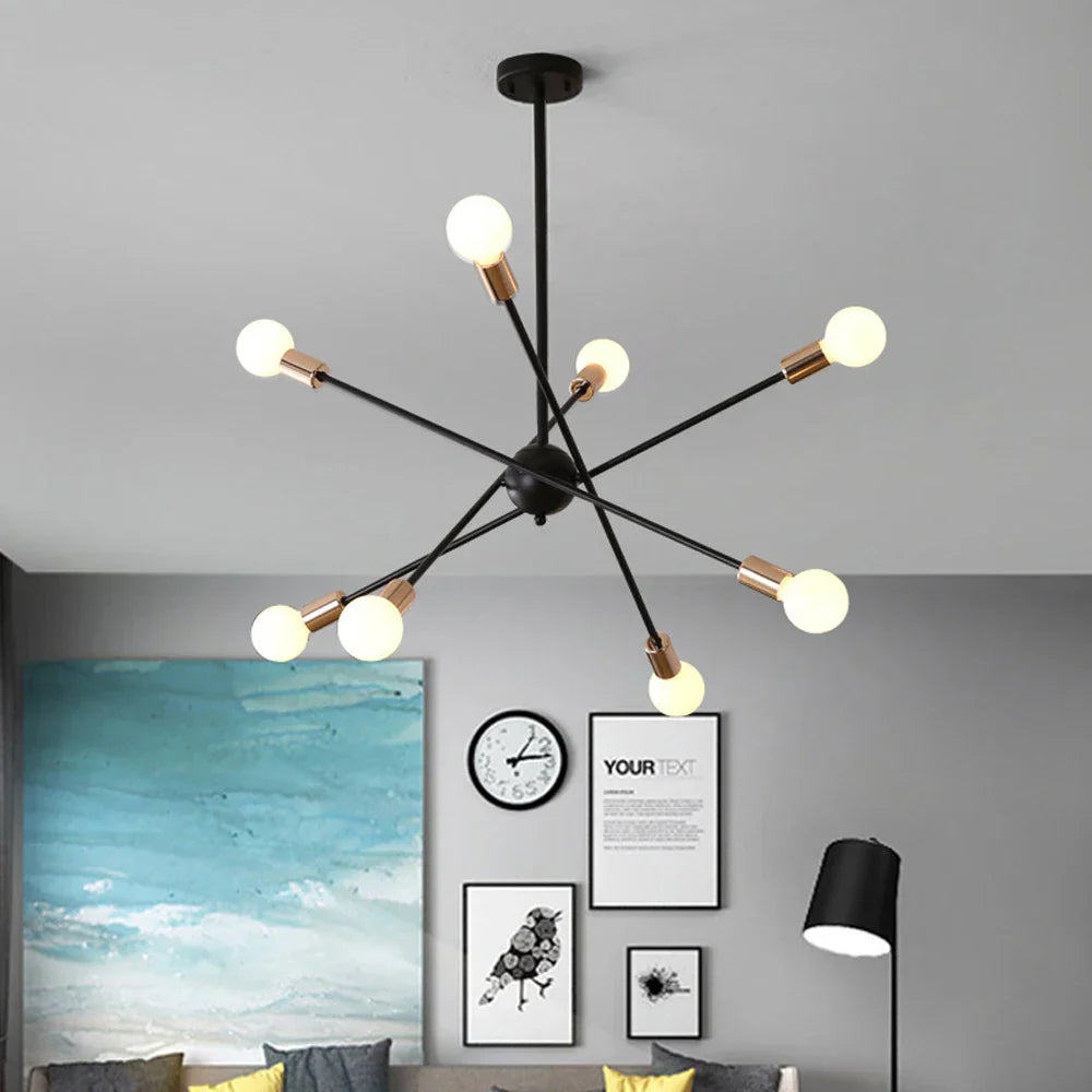 Sputnik Ceiling Chandelier: Modern Nordic Semi Flush Mount Lighting Fixture