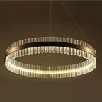 LED Crystal Pendant Light: Modern Nordic Round Chandelier with Dimmable Gold Finish