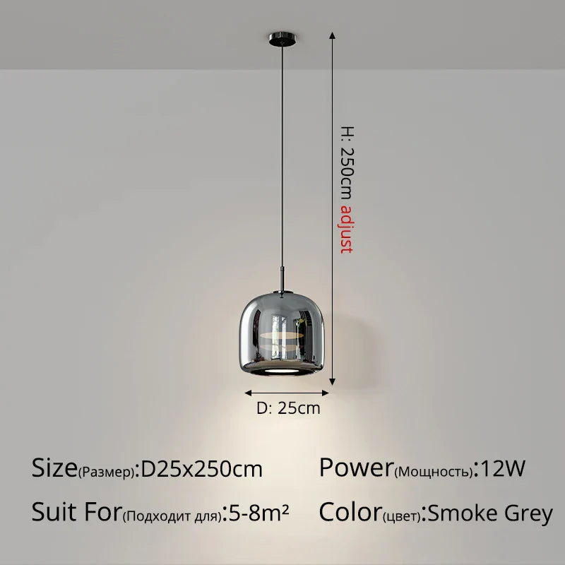 Nordic Glass Pendant Light Mini Copper LED Hanglamp for Bedroom, Living Room