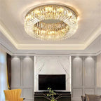 Modern Crystal LED Chandelier Chrome & Gold Ceiling Lamp for Living Room Decor