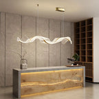Gold Wave Design Acrylic Pendant Light Chandelier for Living Room & Kitchen