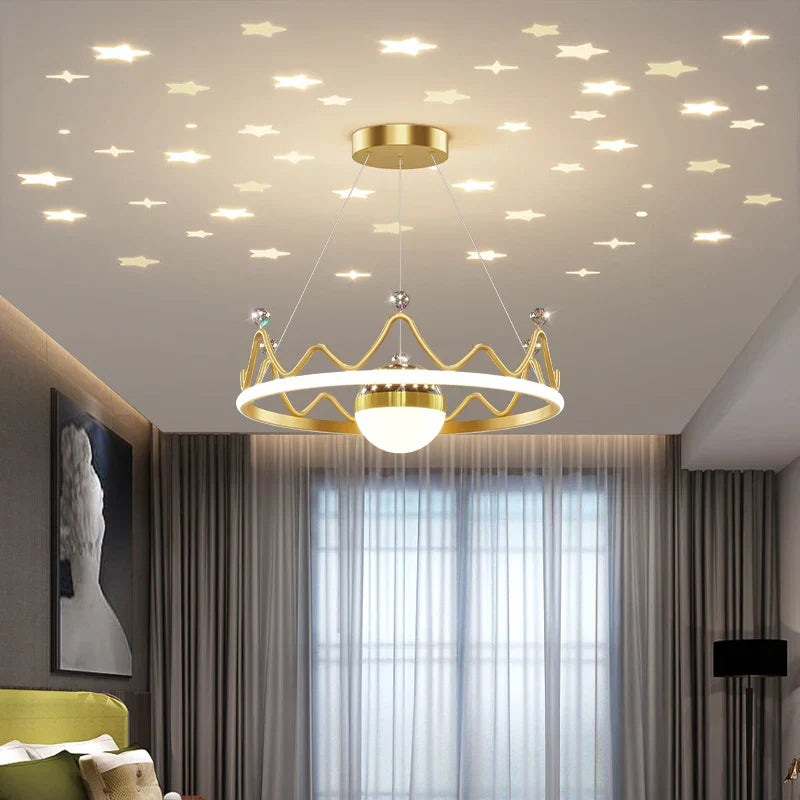 LED Gypsophila Chandelier for Modern Living Room Decor - Crown Ceiling Pendant Light