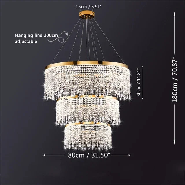 Crystal Chandelier Luxury Pendant Light for Living Dining Room LED Fixture