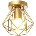 Gold Iron Cage Ceiling Light Modern Nordic Decor Retro Loft Fixture E27