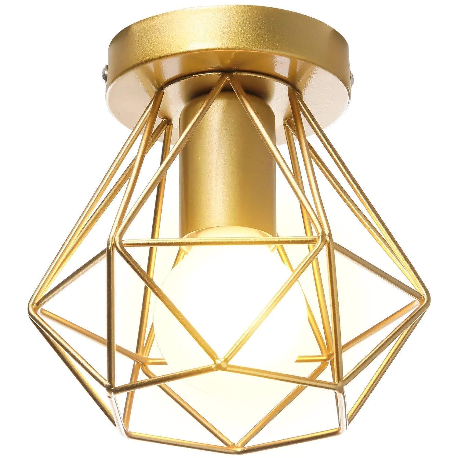 Gold Iron Cage Ceiling Light Modern Nordic Decor Retro Loft Fixture E27