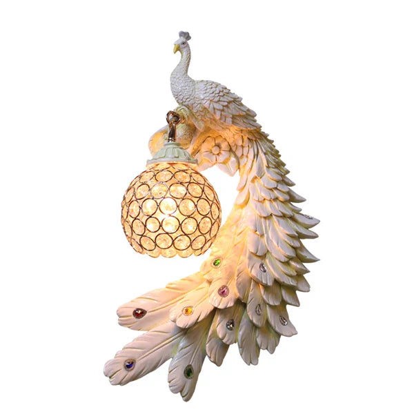 Peacock Resin Wall Lamp: Nordic Style LED Light for Bedroom, Living Room, Staircase