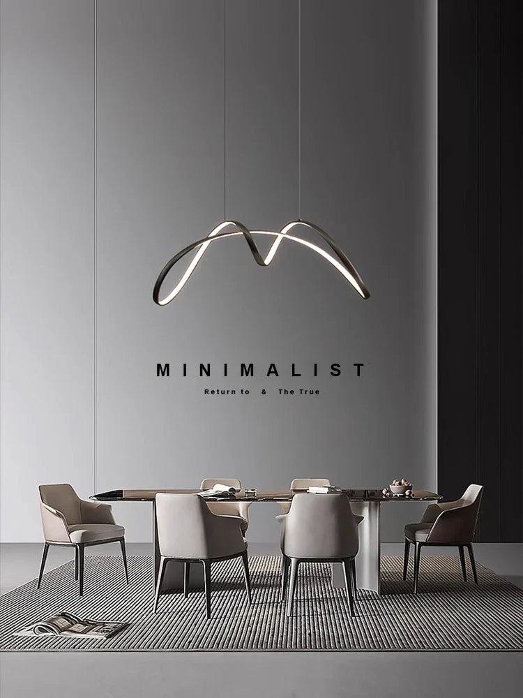 Modern Copper LED Chandelier for Dining Room and Bedroom Lighting