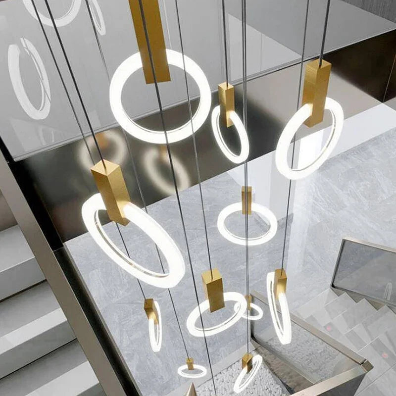 LED Stair Chandelier: Modern Nordic Living Room Ceiling Pendant Lamps