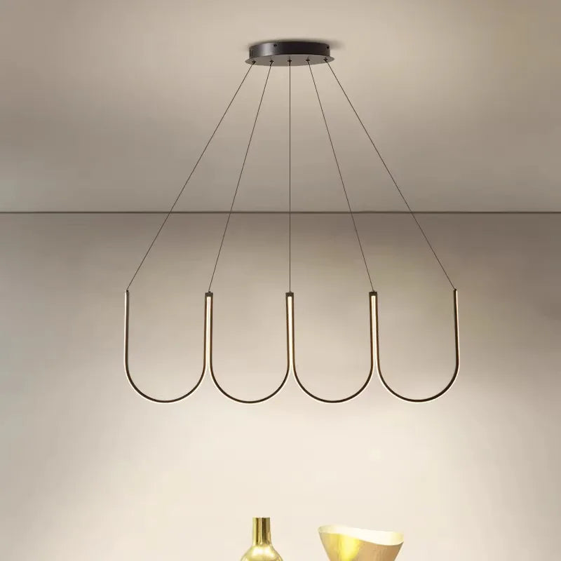 Modern Black Aluminium LED Pendant Chandelier for Foyer, Adjustable Lighting Solution