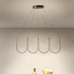 Modern Black Aluminium LED Pendant Chandelier for Foyer, Adjustable Lighting Solution