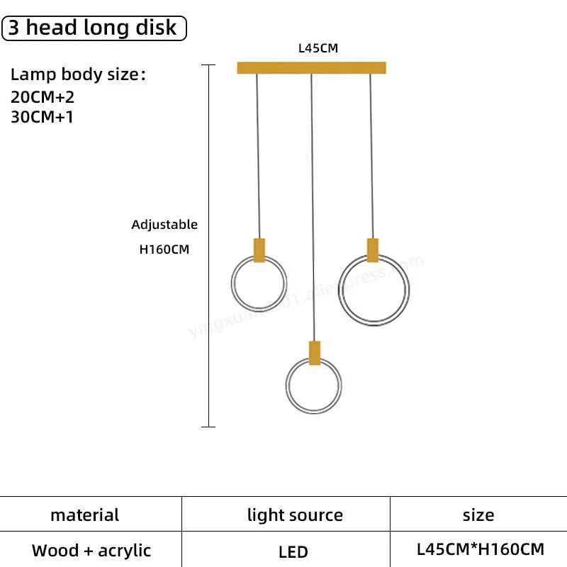 Wooden LED Chandelier for Living Room Ceiling Modern Lighting Fixtures