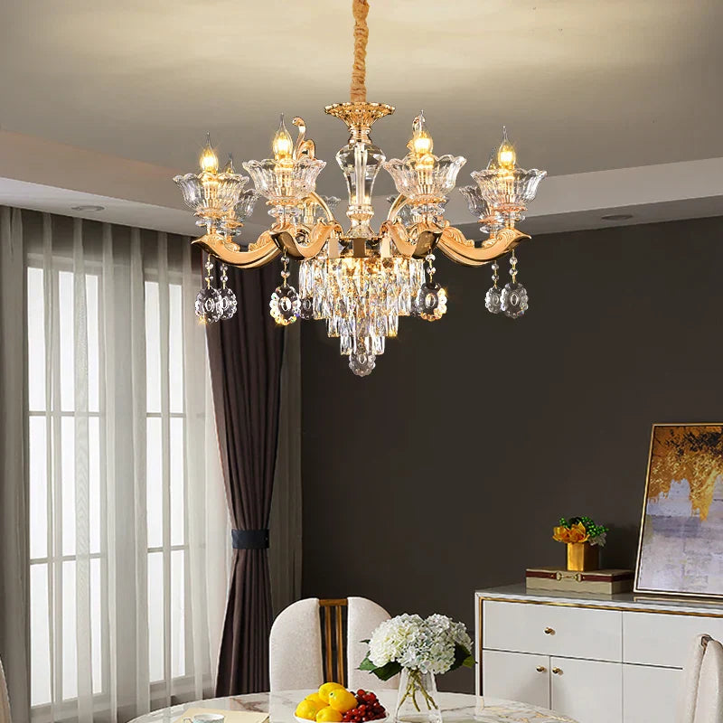 Crystal Luxe Pendant Lamp: Elegant European Style for Living Room and Restaurant