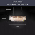 Black Gold Crystal Ceiling Chandelier: Modern LED Pendant Light for Luxe Living Spaces