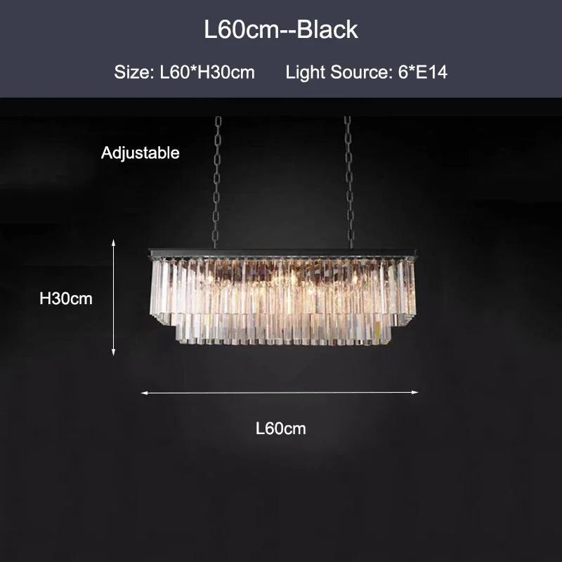 Black Gold Crystal Ceiling Chandelier: Modern LED Pendant Light for Luxe Living Spaces