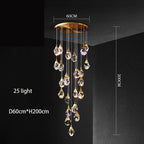 Diamond Crystal Chandelier: Luxury Gold LED Lighting for Staircase & Living Room