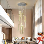 Modern Crystal LED Pendant Lights Steel Rectangle Hanging Lamp