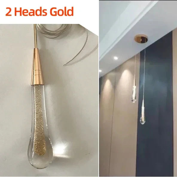 Tear Drop Crystal Glass LED Pendant Light Chandelier for Restaurant, Bar, and Staircase
