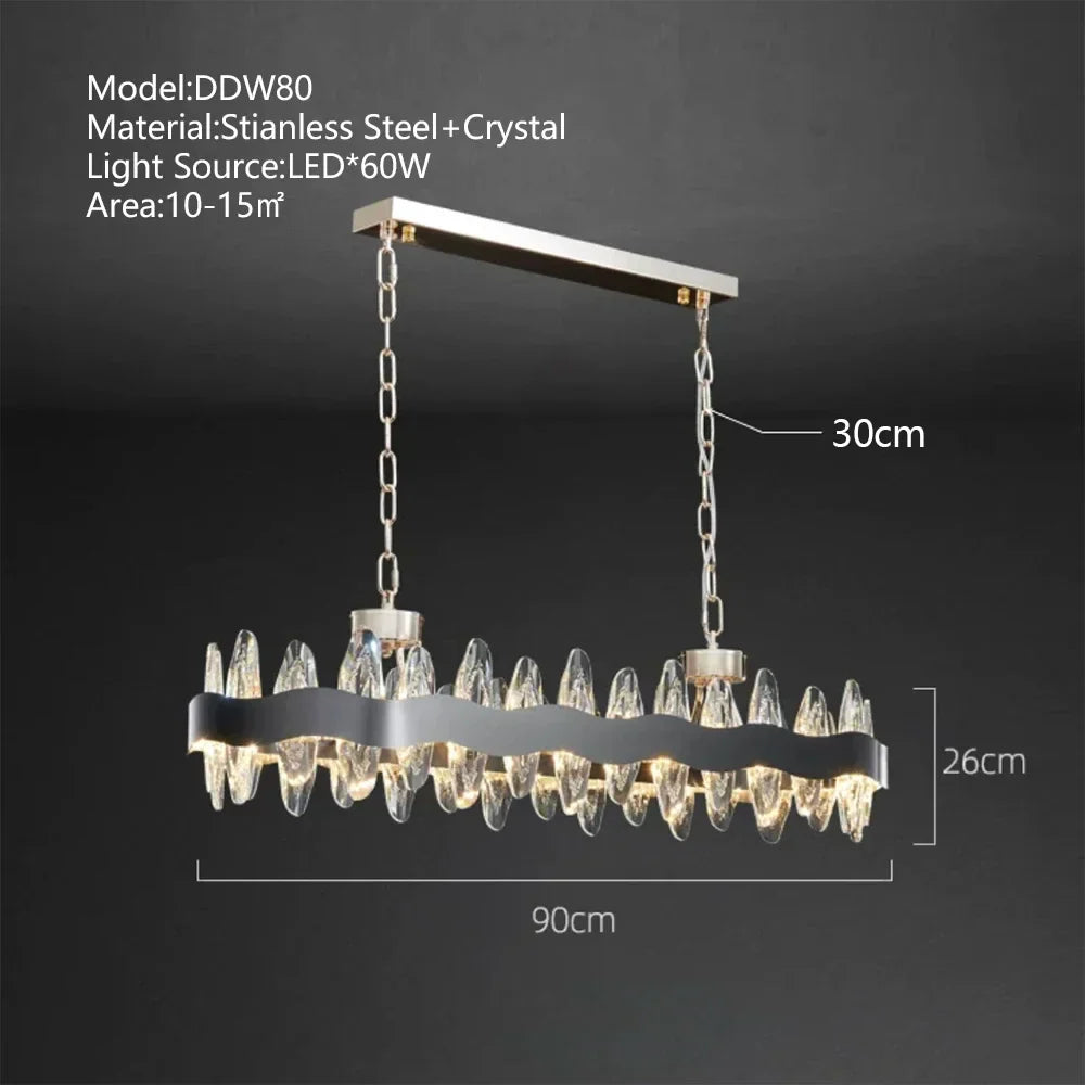 Crystal LED Chandelier: Luxury Living Room Pendant Light with Modern Design