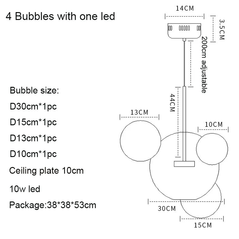 Mickey Bubble Chandeliers: Nordic Glass LED Lamp for Kitchen Home Decor