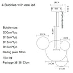 Mickey Bubble Chandeliers: Nordic Glass LED Lamp for Kitchen Home Decor